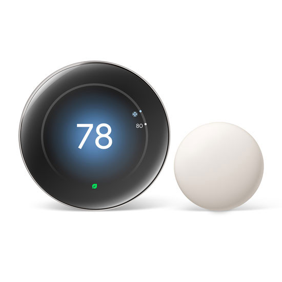 Google Nest Learning Thermostat (4th gen) includes Nest Temperature Sensor (2nd gen) - Polished Silver