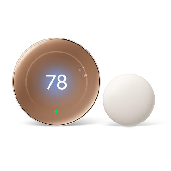 Google Nest Learning Thermostat (4th gen) includes Nest Temperature Sensor (2nd gen) - Polished Gold