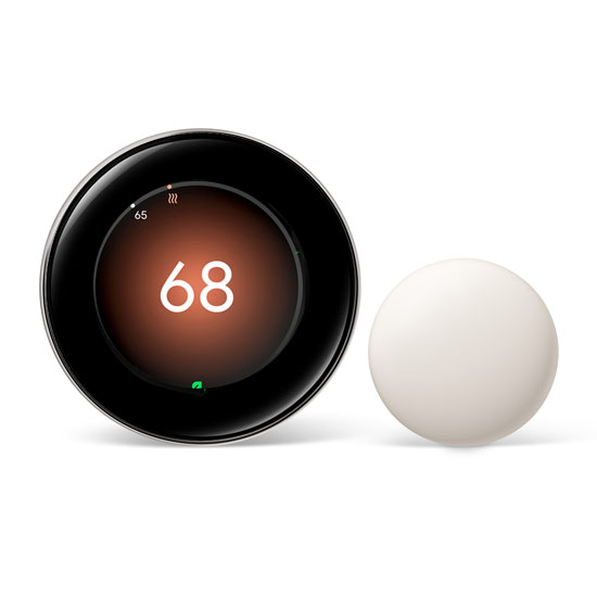 Google Nest Learning Thermostat (4th gen) includes Nest Temperature Sensor (2nd gen) - Polished Obsidian
